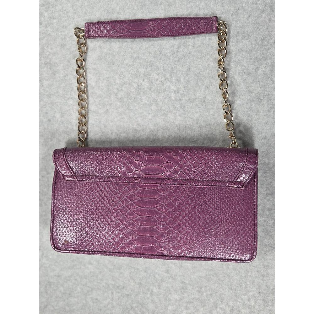 Liz Claiborne Purple Faux Snakeskin Baguette Bag Chain Charms Y2K Vintage NOS - Picture 2 of 8